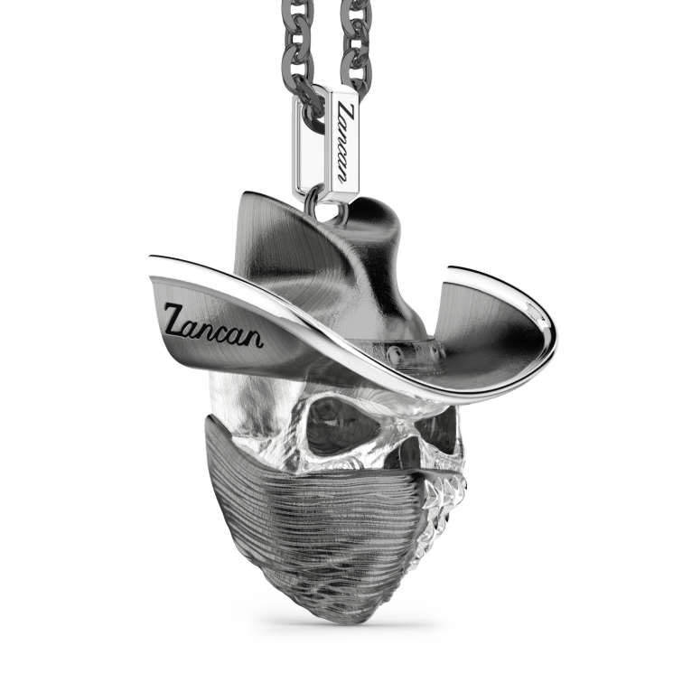 Collana Zancan in argento con pendente a teschio cowbloy.
