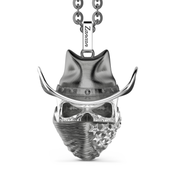 Zancan silver necklace with cowboy skull pendant.