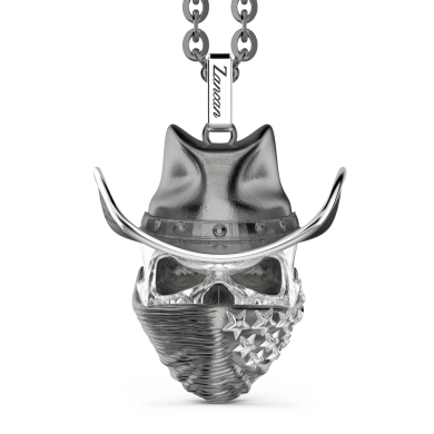 Collana Zancan in argento con pendente a teschio cowbloy.