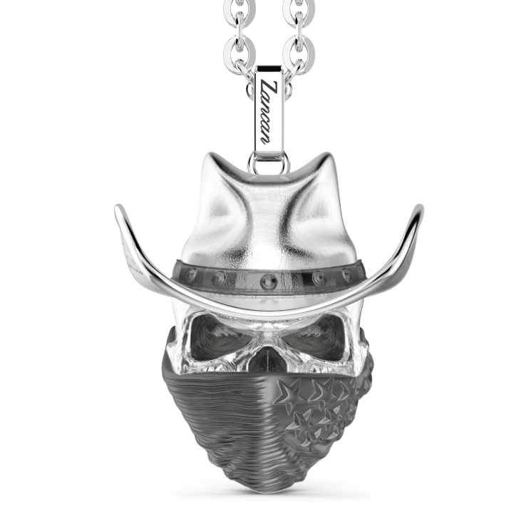 Collana Zancan in argento con pendente a teschio cowbloy.