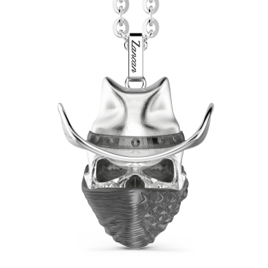 Collana Zancan in argento con pendente a teschio cowbloy.