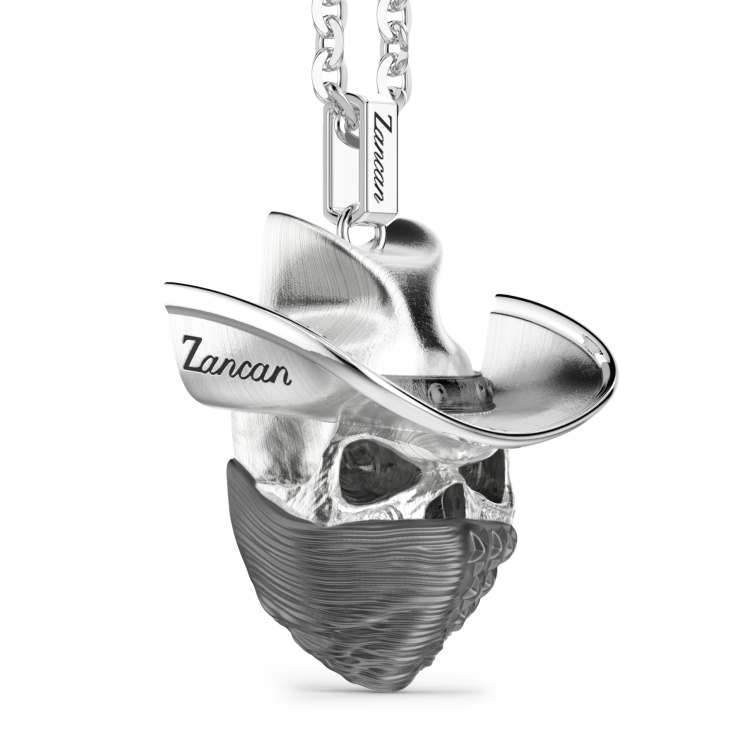 Collana Zancan in argento con pendente a teschio cowbloy.