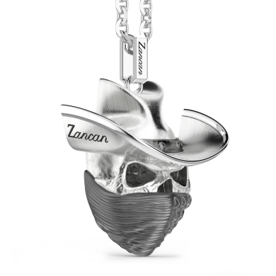 Collana Zancan in argento con pendente a teschio cowbloy.