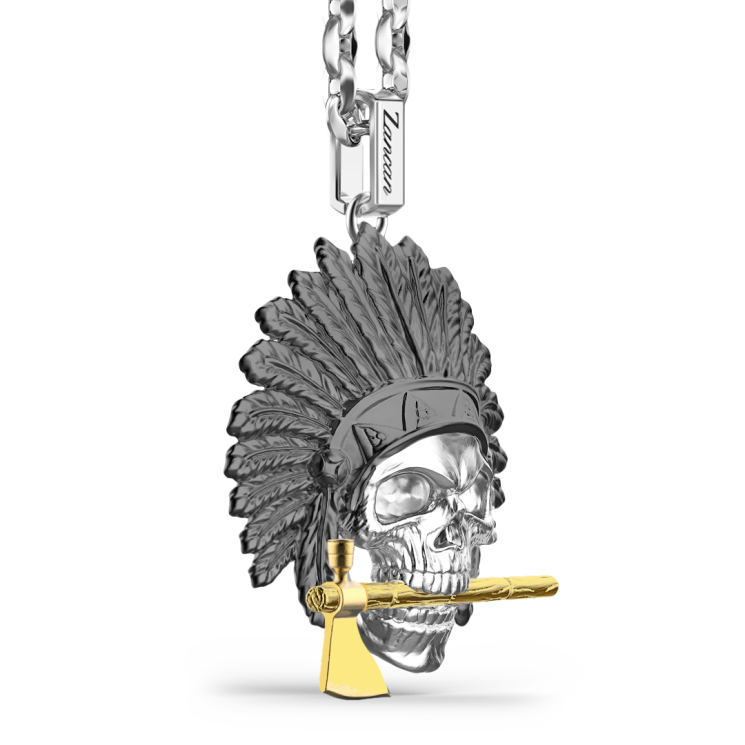 Collana Zancan in argento con pendente a teschio nativo americano.