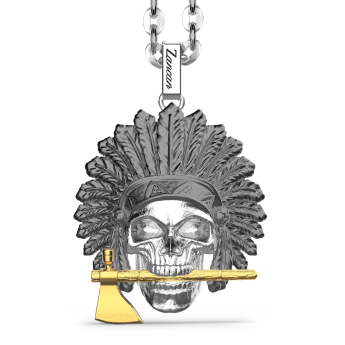 Zancan silver necklace with Native American skull.