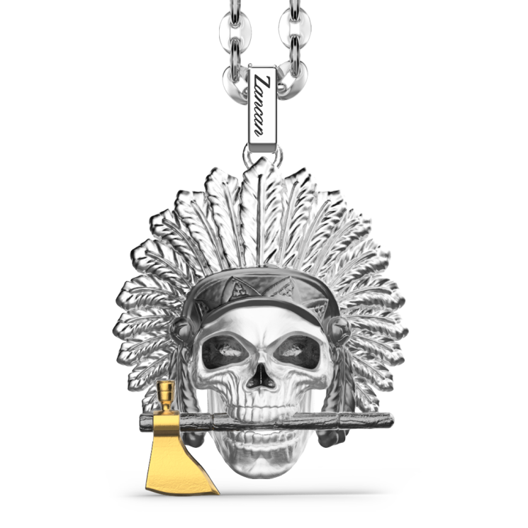 Collana Zancan in argento con pendente a teschio nativo americano.