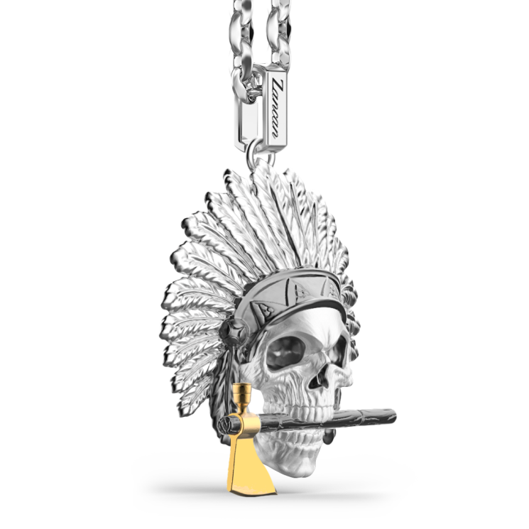 Collana Zancan in argento con pendente a teschio nativo americano.