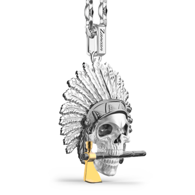 Collana Zancan in argento con pendente a teschio nativo americano.