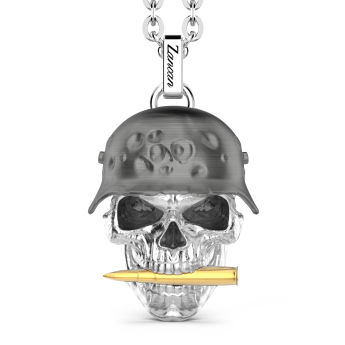 Zancan silver necklace with soldier skull pendant.