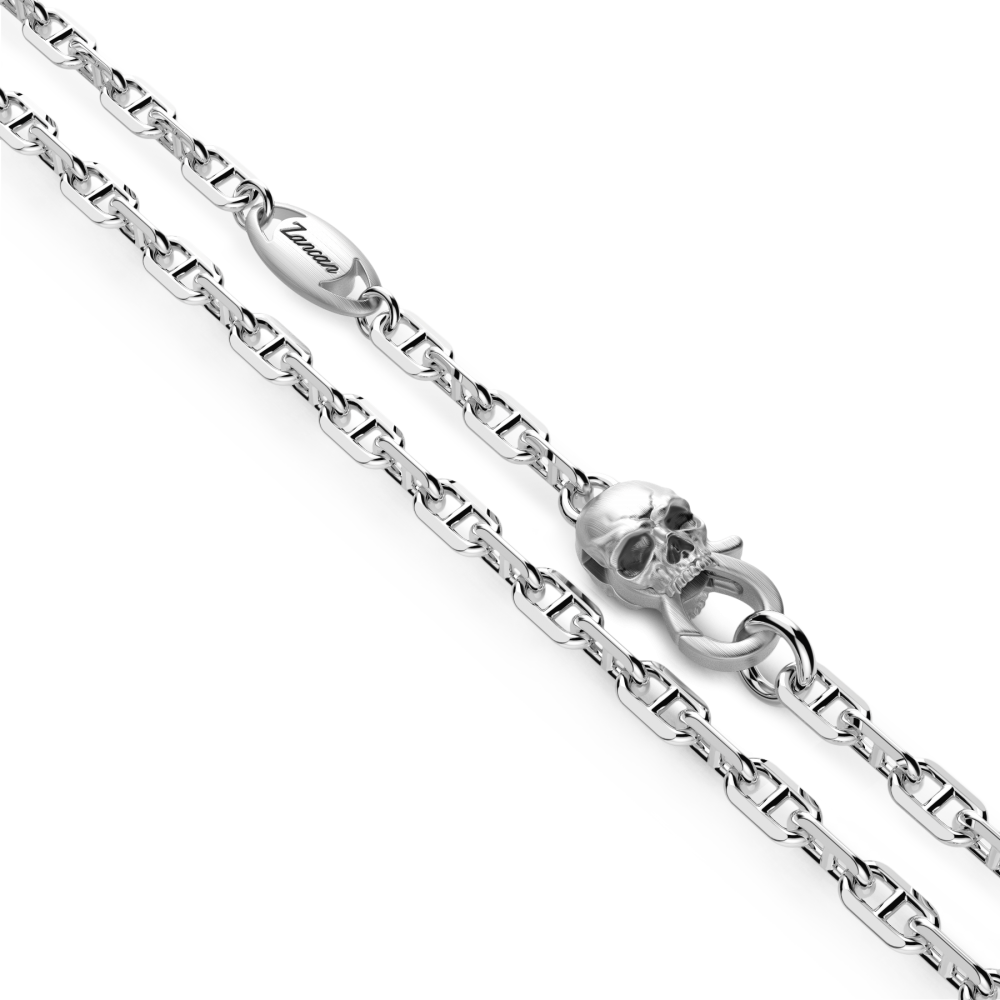 Collana Zancan in argento con pendente a teschio militare.