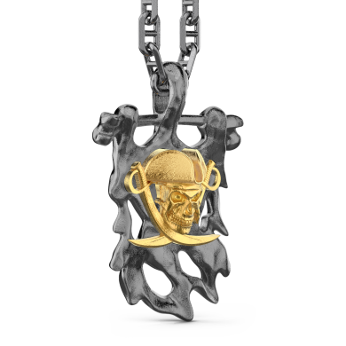 Silberkette mit Piratenanhänger.
