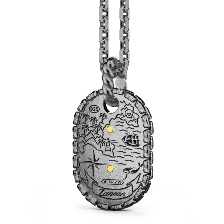 Zancan burnished silver necklace with lighthouse.
