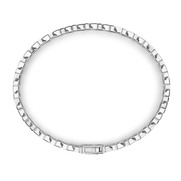 Pulsera Zancan solo malla de plata con piedras negras.