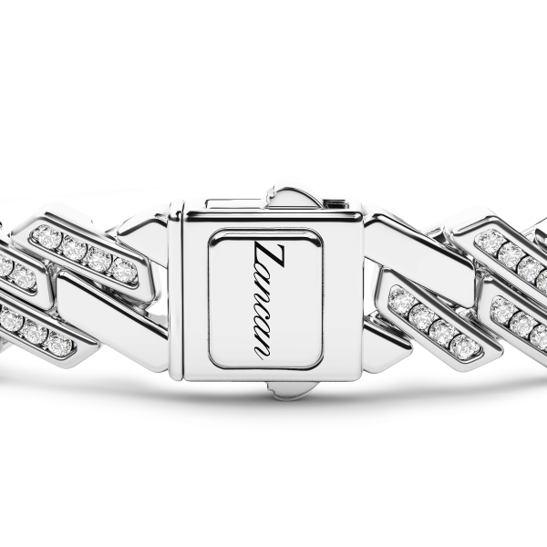 Pulsera Zancan solo malla de plata con piedras negras.