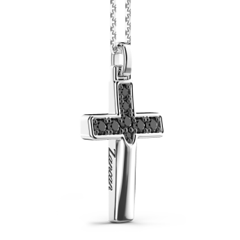 Collana Zancan in argento con pendente a croce e pietre nere. 2