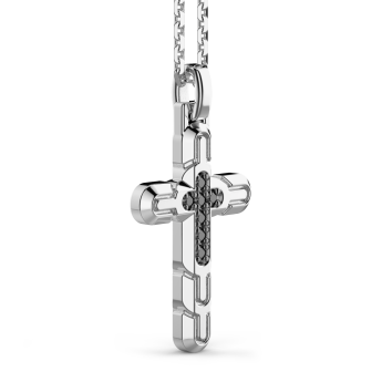 Collana Zancan in argento con pendente a croce e pietre nere. 2