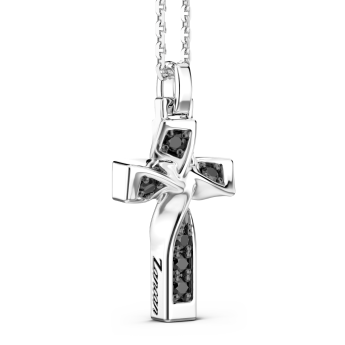 Collana Zancan in argento con pendente a croce e spinelli neri. 2