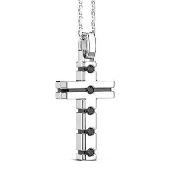 Collar Zancan de plata con colgante de cruz y piedras negras. 2