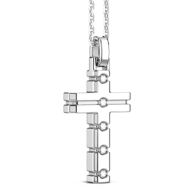Collar Zancan de plata con colgante de cruz y piedras blancas.