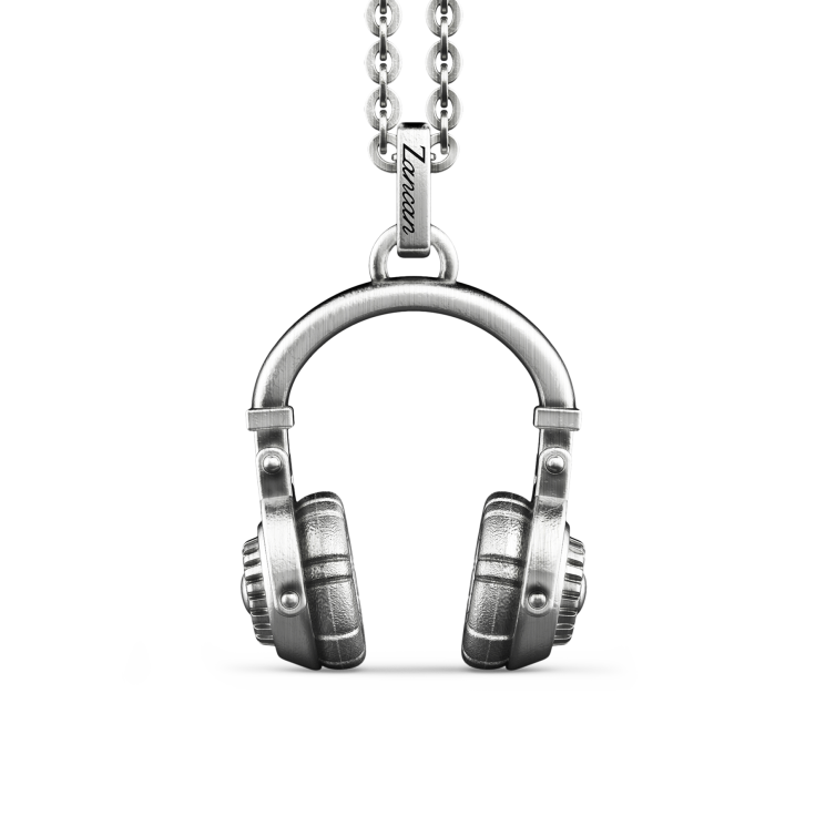 Zancan silver necklace with headphone pendant.