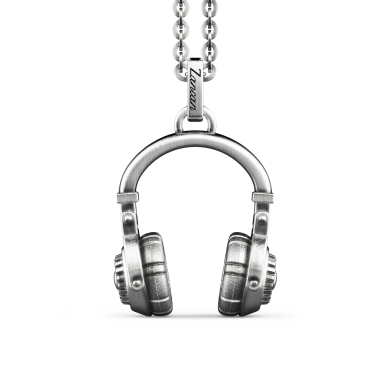 Zancan silver necklace with headphone pendant.