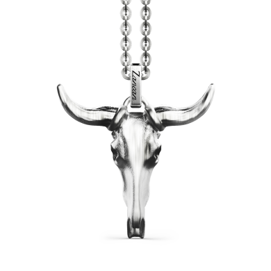 Zancan-Kette aus Silber mit Büffelanhänger.