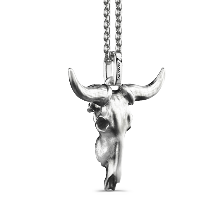 Zancan silver necklace with buffalo pendant.