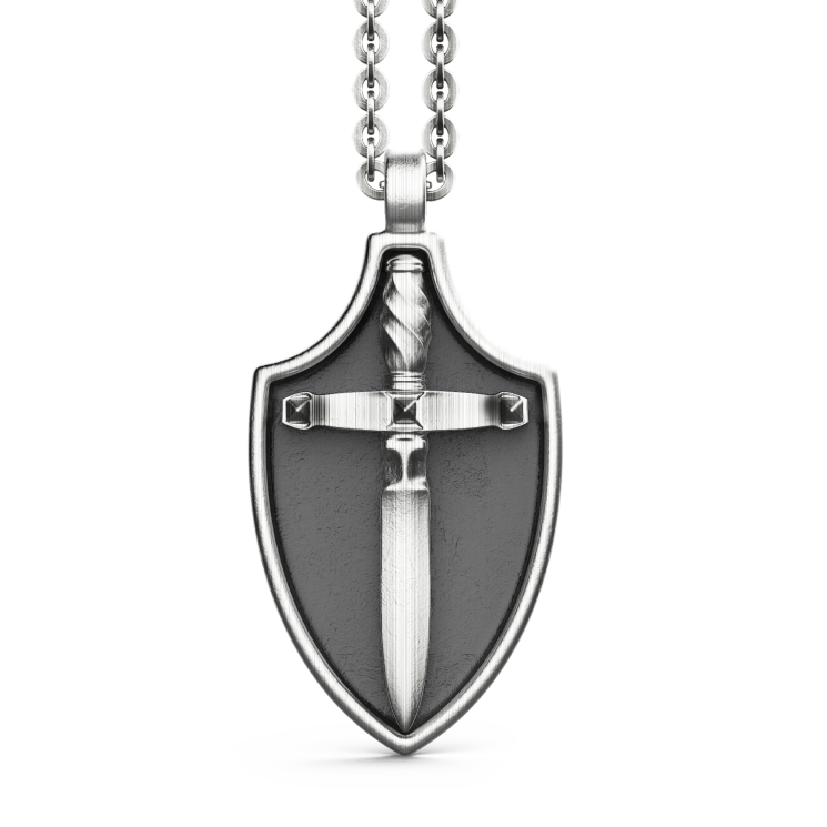 Collana Zancan in argento con pendente a scudo.
