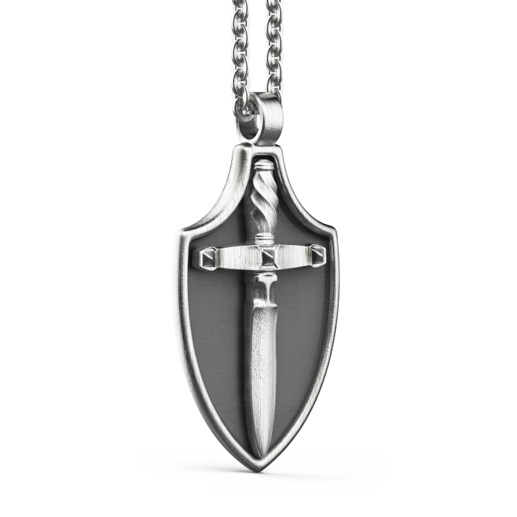 Collana Zancan in argento con pendente a scudo.