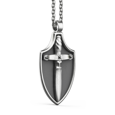 Zancan silver necklace with shield pendant.