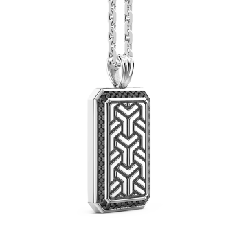 Zancan silver necklace with tag pendant and black stones. 2