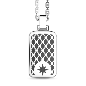 Zancan silver necklace with tag pendant.