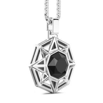 Collana Zancan in argento con pendente a rosa dei venti e pietra nera. 2