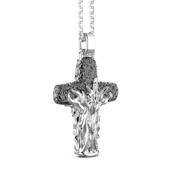 Zancan silver necklace with cross pendant and flaming motif. 2
