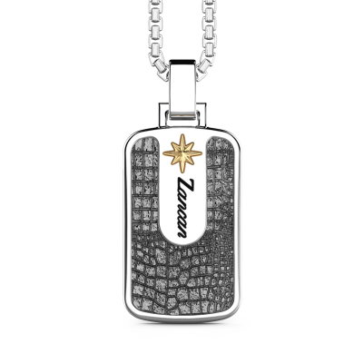 Collar Zancan de plata con colgante de placa con efecto piel.
