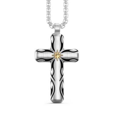 Collar Zancan de plata con colgante de cruz y motivo tribal.