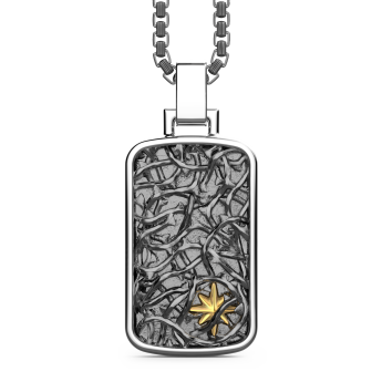 Collana Zancan in argento con pendente a targa con filo spinato.