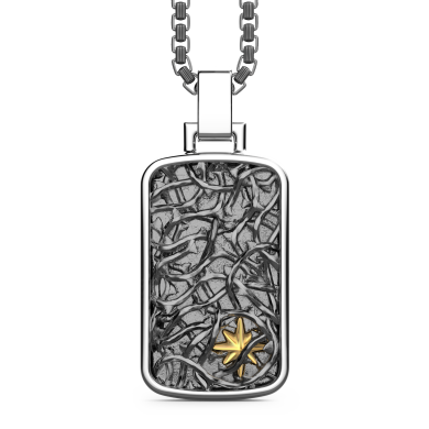 Zancan-Kette aus Silber mit Plakettenanhänger im Stacheldraht-Design.