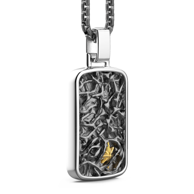 Collar Zancan de plata con colgante de placa con alambre de espino.