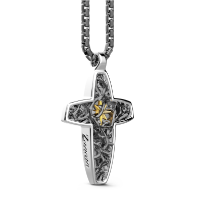 Collar Zancan de plata con colgante de cruz con alambre de espino.