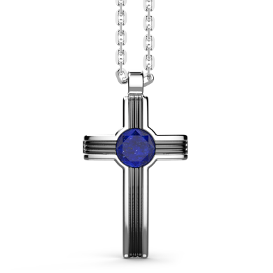 Zancan silver necklace with cross pendant and lapis lazuli stone.