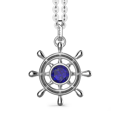 Necklace with lapis lazuli on helm pendant