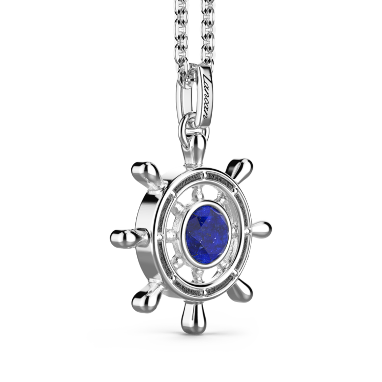 Necklace with lapis lazuli on helm pendant