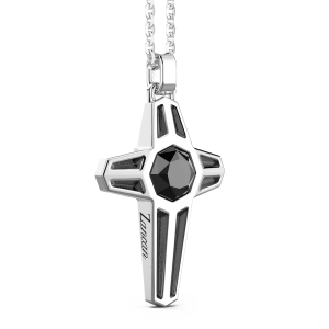 Collana Zancan in argento con pendente a croce e pietra nera. 2