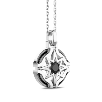 Zancan silver necklace with wind rose pendant and black stone. 2