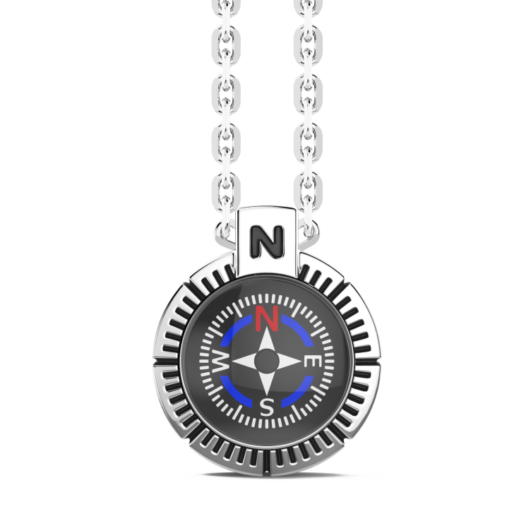 Zancan necklace with silver compass.