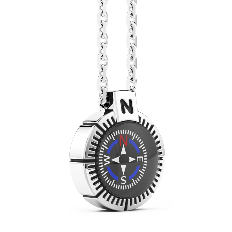 Zancan necklace with silver compass.
