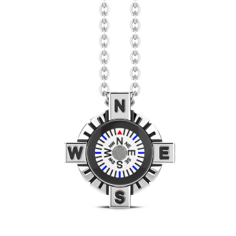Collana Zancan con bussola bianca in argento.