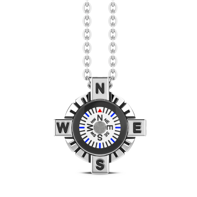 Zancan necklace with white silver compass.