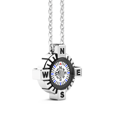 Zancan necklace with white silver compass.